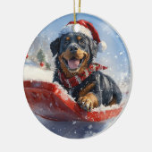 Rottweiler Hund in Sledge Let it Schnee Weihnachte Keramik Ornament (Links)