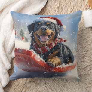 Rottweiler Hund in Sledge Let it Schnee Weihnachte Kissen