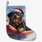 Rottweiler Hund in Sledge Let it Schnee Weihnachte Kleiner Weihnachtsstrumpf (Vorderseite)