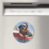 Rottweiler Hund in Sledge Let it Schnee Weihnachte Magnet (In Situ (Geschirrspüler))