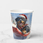 Rottweiler Hund in Sledge Let it Schnee Weihnachte Pappbecher (Rückseite)
