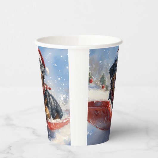 Rottweiler Hund in Sledge Let it Schnee Weihnachte Pappbecher (Links)