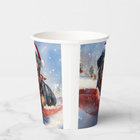 Rottweiler Hund in Sledge Let it Schnee Weihnachte Pappbecher (Rechts)