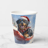 Rottweiler Hund in Sledge Let it Schnee Weihnachte Pappbecher (Vorderseite)