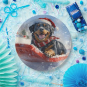 Rottweiler Hund in Sledge Let it Schnee Weihnachte Pappteller (Party)