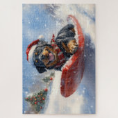 Rottweiler Hund in Sledge Let it Schnee Weihnachte Puzzle (Vertikal)