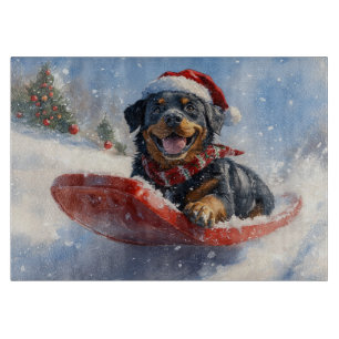 Rottweiler Hund in Sledge Let it Schnee Weihnachte Schneidebrett