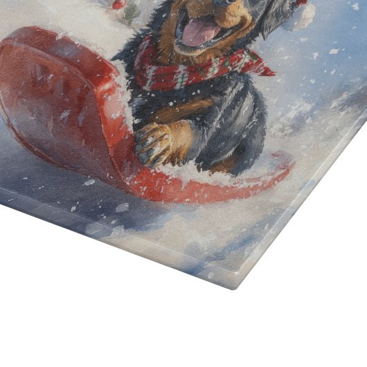 Rottweiler Hund in Sledge Let it Schnee Weihnachte Schneidebrett (Ecke)