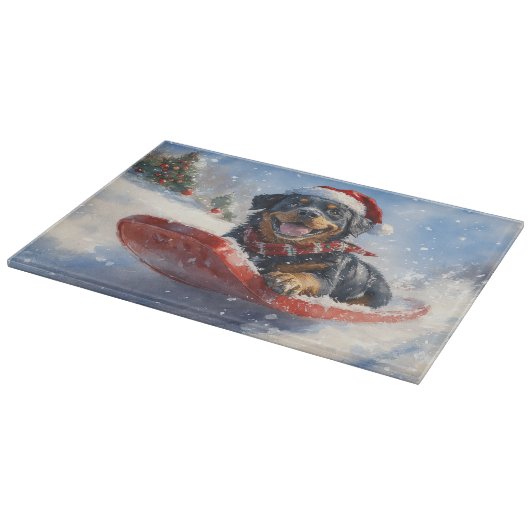 Rottweiler Hund in Sledge Let it Schnee Weihnachte Schneidebrett (Ecke)
