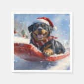 Rottweiler Hund in Sledge Let it Schnee Weihnachte Serviette (Vorderseite)