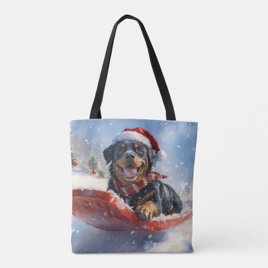 Rottweiler Hund in Sledge Let it Schnee Weihnachte Tasche (Rückseite)