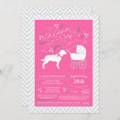 Rottweiler Hund Kinderdusche Rosa Mädchen Rottie Einladung (Vorne/Hinten)