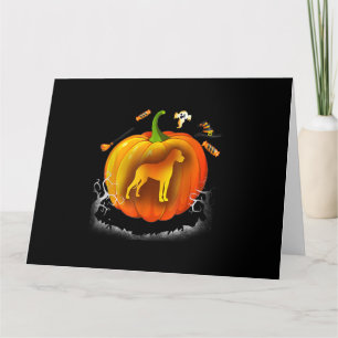 Rottweiler‑Hund Kürbiskostüm zu Halloween Karte