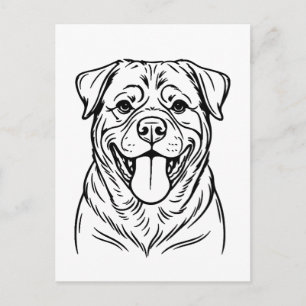 Rottweiler-Hund Line Art � minimalistischer Kunsts Postkarte