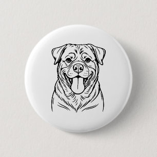 Rottweiler-Hund-Linienkunst � minimalistische Kuns Button