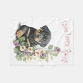 Rottweiler Hund Mama Floral Fleecedecke (Vorderseite (Horizontal))