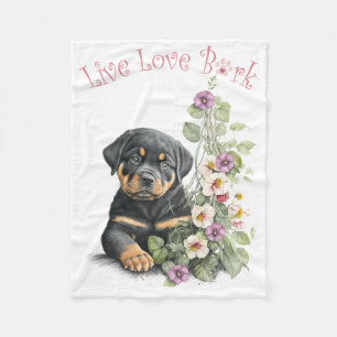Rottweiler Hund Mama Floral Fleecedecke