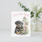 Rottweiler Hund Mama Floral Postkarte (Stehend Vorderseite)