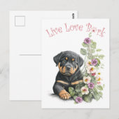 Rottweiler Hund Mama Floral Postkarte (Vorne/Hinten)