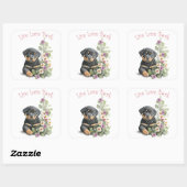 Rottweiler Hund Mama Floral Quadratischer Aufkleber (Blatt)
