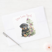 Rottweiler Hund Mama Floral Quadratischer Aufkleber (Umschlag)