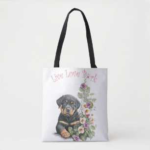 Rottweiler Hund Mama Floral Tasche