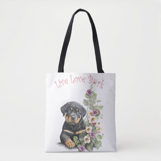 Rottweiler Hund Mama Floral Tasche (Vorderseite)