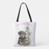 Rottweiler Hund Mama Floral Tasche (Rückseite)