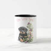 Rottweiler Hund Mama Floral Tasse (Zentrum)