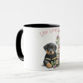 Rottweiler Hund Mama Floral Tasse (Vorderseite Links)