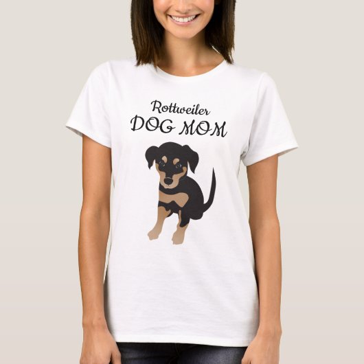 Rottweiler Hund Mama Welpendarstellung T-Shirt (Vorderseite)