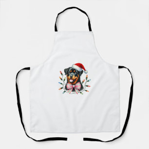 Rottweiler Hund mit Coquette Bow Weihnachts Matchi Schürze