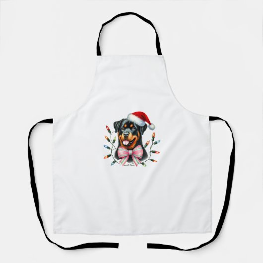Rottweiler Hund mit Coquette Bow Weihnachts Matchi Schürze (Vorderseite)