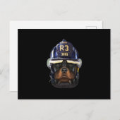 Rottweiler-Hund mit Feuerwehrhelm-Prämie Ankündigungspostkarte (Vorne/Hinten)