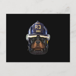 Rottweiler-Hund mit Feuerwehrhelm-Prämie Ankündigungspostkarte
