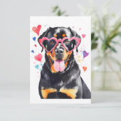 Rottweiler Hund mit Herzbrille Dankeskarte (Stehend Vorderseite)
