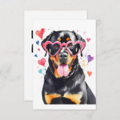 Rottweiler Hund mit Herzbrille Dankeskarte (Vorne/Hinten)