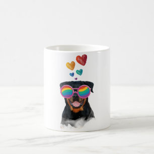 Rottweiler-Hund mit Herzen Valentinstag Kaffeetasse