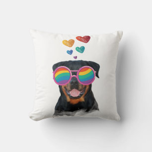 Rottweiler-Hund mit Herzen Valentinstag Kissen