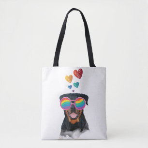 Rottweiler-Hund mit Herzen Valentinstag Tasche