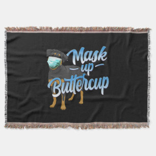 Rottweiler Hund mit Maske - Mask up Buttercup Decke
