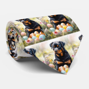 Rottweiler-Hund mit Ostereiern Feiertag Krawatte