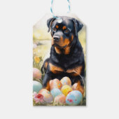 Rottweiler Hund mit Ostereiern Urlaub Geschenkanhänger (Vorderseite)