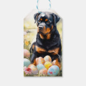 Rottweiler Hund mit Ostereiern Urlaub Geschenkanhänger (Rückseite)
