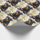 Rottweiler Hund mit Ostereiern Urlaub Geschenkpapier (Ecke)