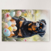 Rottweiler Hund mit Ostereiern Urlaub Puzzle (Horizontal)