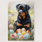 Rottweiler Hund mit Ostereiern Urlaub Puzzle (Vertikal)