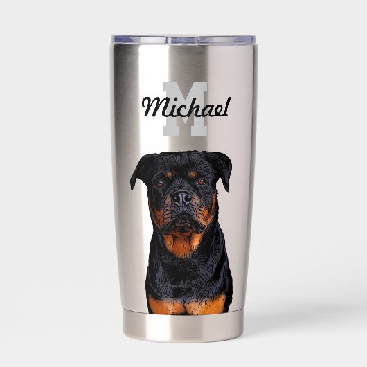 Rottweiler Hund Monogramm Hund Vater Züchter Thermobecher (Rückseite)