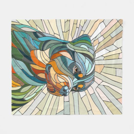 Rottweiler-Hund - Mosaikkunst Fleecedecke (Vorderseite (Horizontal))