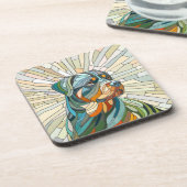 Rottweiler-Hund - Mosaikkunst Getränkeuntersetzer (Linke Seite)